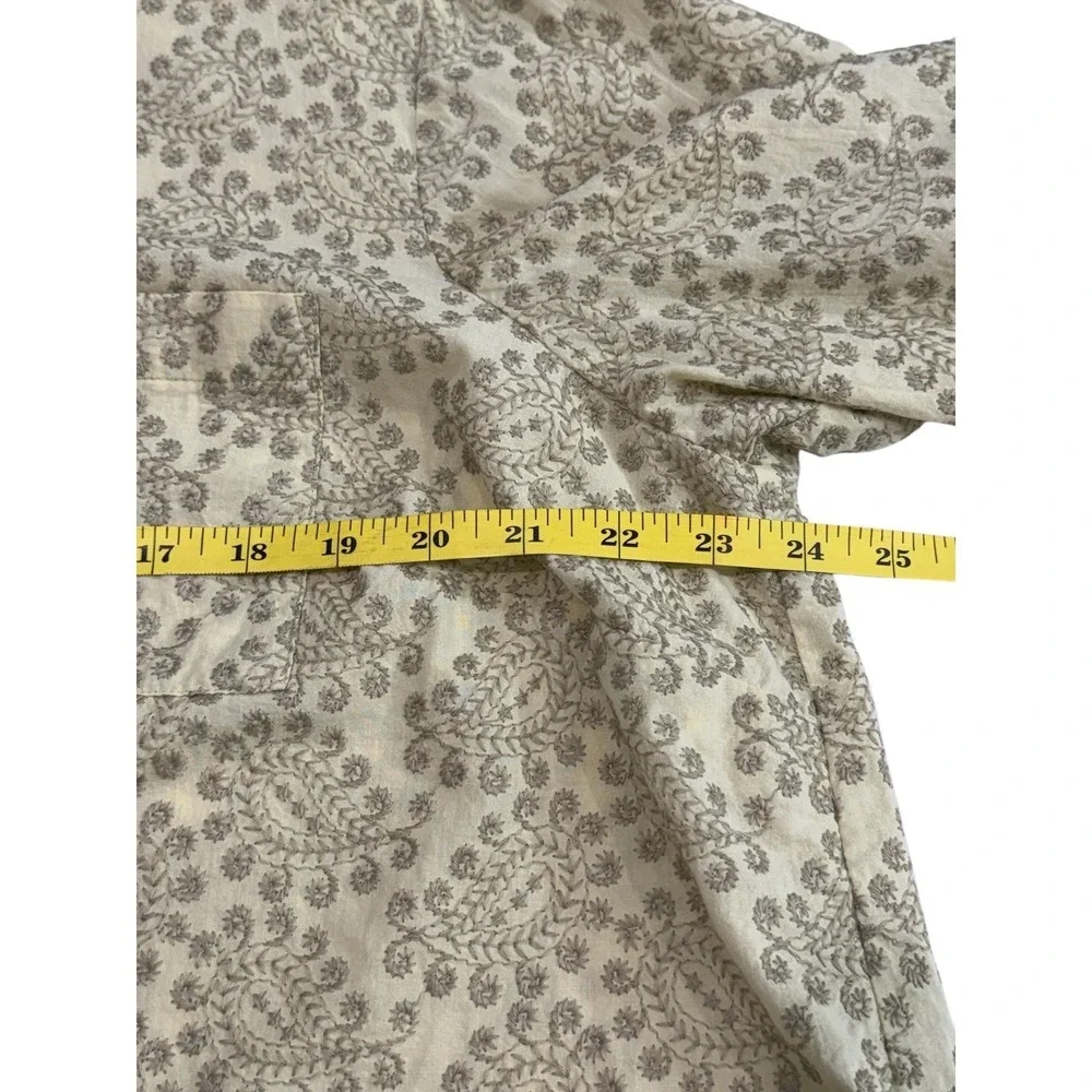 J. Jill Embroidered Button Down Shirt Womens Green Large, Floral Paisley Cotton - Picture 6 of 8